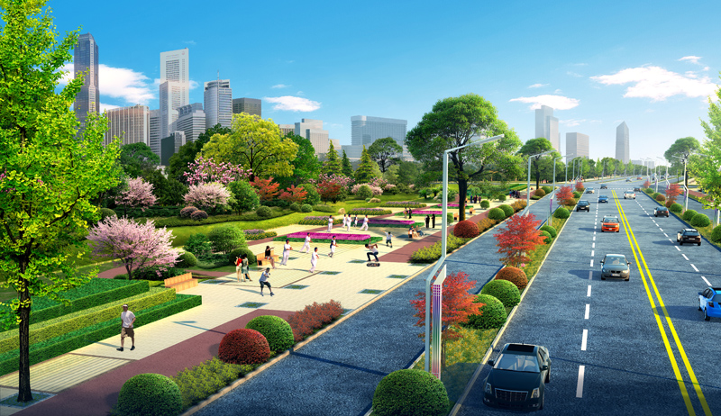 岷東新區(qū)富牛大道及中部組團(tuán)道路景觀(guān)80萬(wàn)平方米景觀(guān)面積.jpg